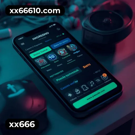 App xx666 para iOS e Android — interface mobile, login biométrico e PIX integrado